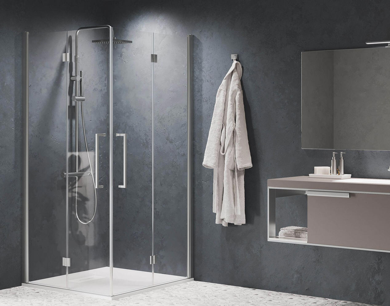 Novellini Young 2GS Corner shower enclosure with twin Bifolding semi